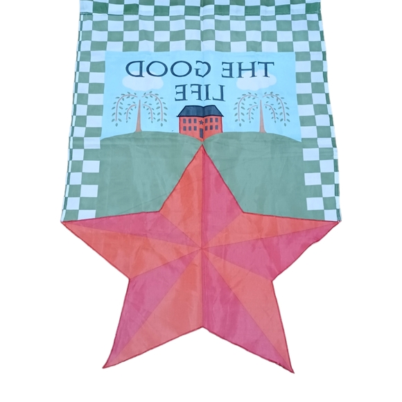 Star Church The Good Life Checkered Graden Banner Garden Flag ⭐ - Picture 2 of 12